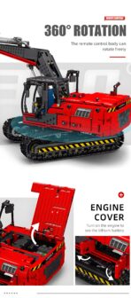 Mould King MK17033 The RC Red Mechanical Excavator  1828PCS - Image 5